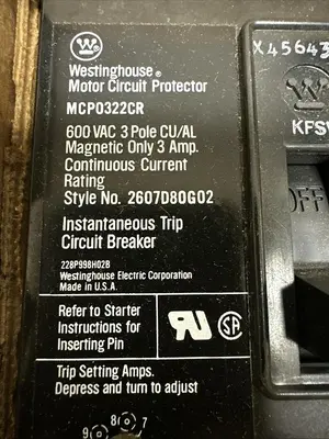 Used WESTINGHOUSE MCP0322CR Miscellaneous Equipment (Electrical & Power) Ohio US | Surplus Asset Holdings #1238230