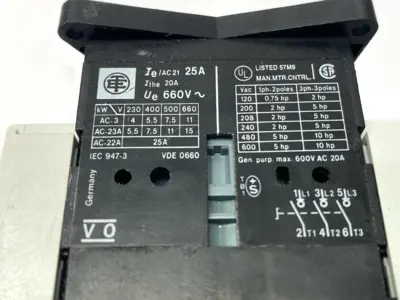 Used Telemecanique Switch Body 3-Pole 25A w/ VZ20 Auxiliary Contact Block Switch Parts Michigan US | Maverick Industrial Sales #1397996