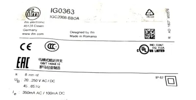 NEW IFM EFECTOR IGC2008-BBOA-IG0363 INDUCTIVE SENSOR IGC2008BBOA IG0363