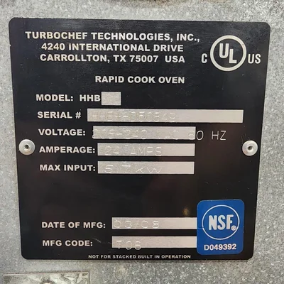 Oven TURBOCHEF HHB D50849 # 7735