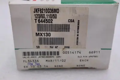 ASCO JKF8210G36M0 Solenoid Valve NEW WITH BOX STOCK G574
