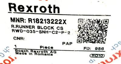 NEW BOSCH REXROTH R18213222X RAIL RUNNER BLOCK RWD-035-SNH-C2-P-2