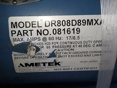 Used AMETEK DR808D89MXA Vacuum Pumps Ohio US | HGR 24 #727063