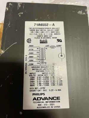 Advance 71A6552-A Autotransformer Ballast 1000W 120/208/240/277/480V -NIB