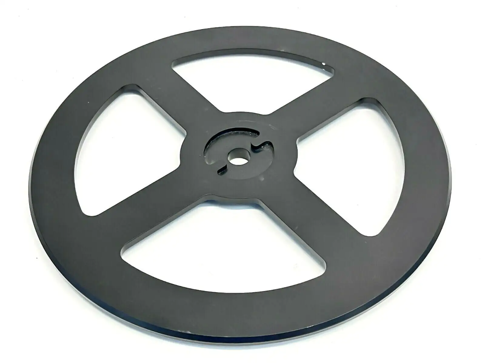 Labeler Reel Wheel 9-3/16" Diameter 1/2" Bore 3/16"-1/2" Thick Black Aluminum - Used
