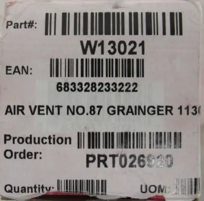 NEW BELL & GOSSETT W13021 AIR VENT NO.87 6ETU7