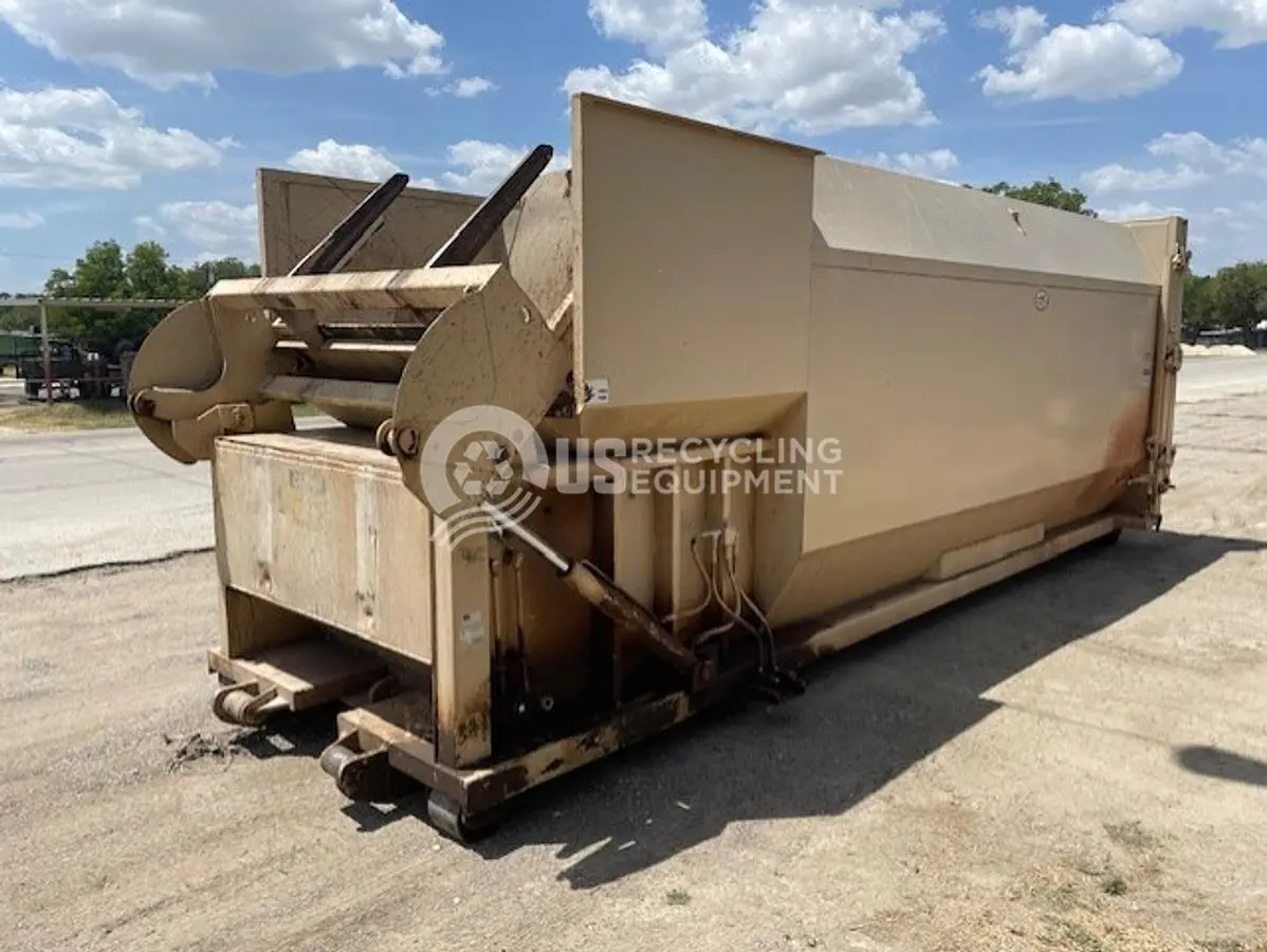 USED 2012 JV MANUFACTURING SCR-T2-34 SELF CONTAINED COMPACTOR WITH REAR CART TIPPER