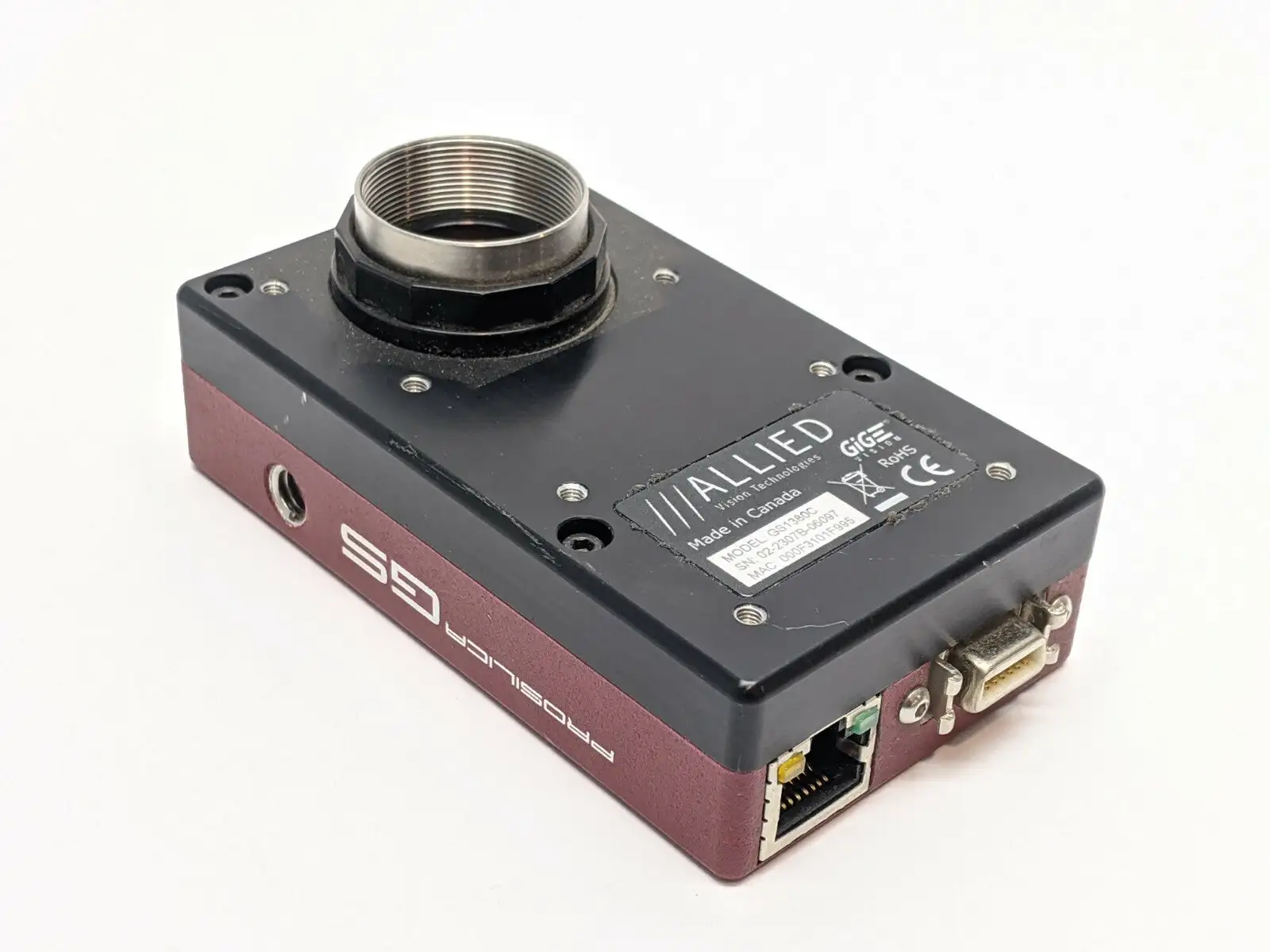 USED ALLIED VISION TECHNOLOGIES GIGE PROSILICA GS RIGHT ANGLE CCD CAMERA GIGABIT ETHERNET