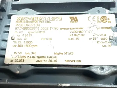 New | in-Stock SEW-Eurodrive SEW-Eurodrive W20 DRS71S4 Gearmotors Michigan US | Maverick Industrial Sales #1394327
