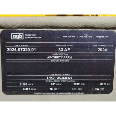 NEW NEW YORK BLOWER 33 ACF