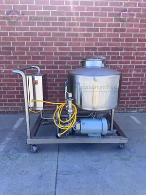 USED GEA 300 LITER RESERVOIR TANK W/ FRISTAM FPX742-205 CENTRIFUGAL PUMP, CONTROLLER