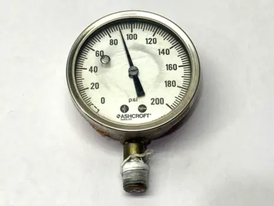 Used Ashcroft Industrial Pressure Gauge, Glycerin Filled, 0-200PSI, 1/4" NPT Air Gages Michigan US | Maverick Industrial Sales #1392492