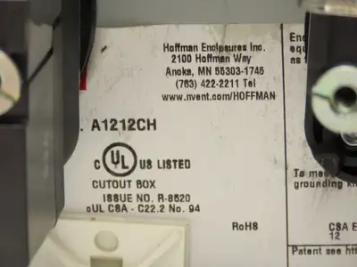 Hoffman A1212CH Electrical Enclosure J Box Assembly 12x12x6" & Switches/Buttons
