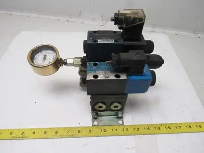 Rexroth 4WE6D60 4/2 Single Solenoid Regulated Valve Bank Manifold 110V Coil