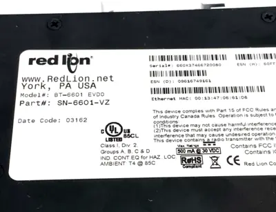 New | in-Stock Red Lion Controls BT-6601 EVDO, SN-6601-VZ PLC Ethernet Equipment Michigan US | Maverick Industrial Sales #1460871