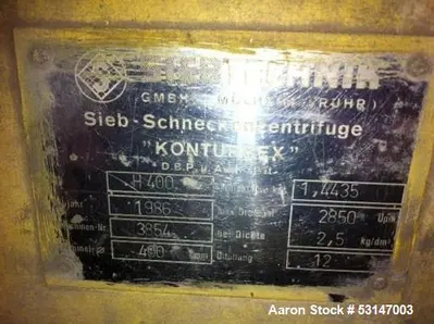 Used SIEBTECHNIK H-400 Centrifuges Illinois US | Aaron Equipment #84517