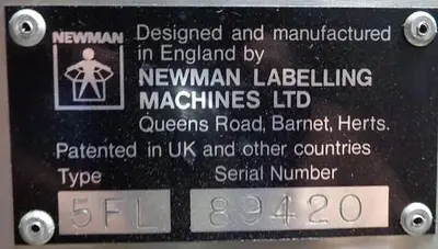 Labeler, Pressure Sensitive, Newman, Type 5FL, Wrap #S742963