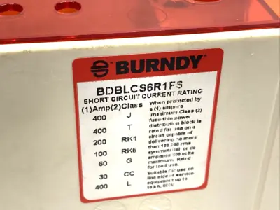 BDBLCS6R1FS | Burndy  1-Pole Finger-Safe Power Distribution Block 600V 760A - New Other