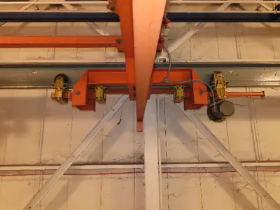 Cleveland Tramrail P&H 15 Ton Double Girder Underhung Bridge Crane 34' 10" Span