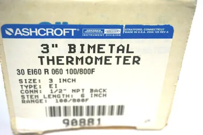 NEW ASHCROFT 30-EI60-R-060-100/800F 3"THERMOMETER 30EI60R060100800F