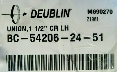 NEW DEUBLIN BC-54206-24-51 ROTATING UNION 1-1/2" CR LH BC542062451