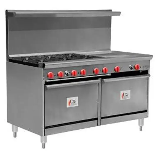 6 BURNER GAS RANGE WITH 24" GRIDDLE AND TWO 26 1/2" STANDARD OVENS
