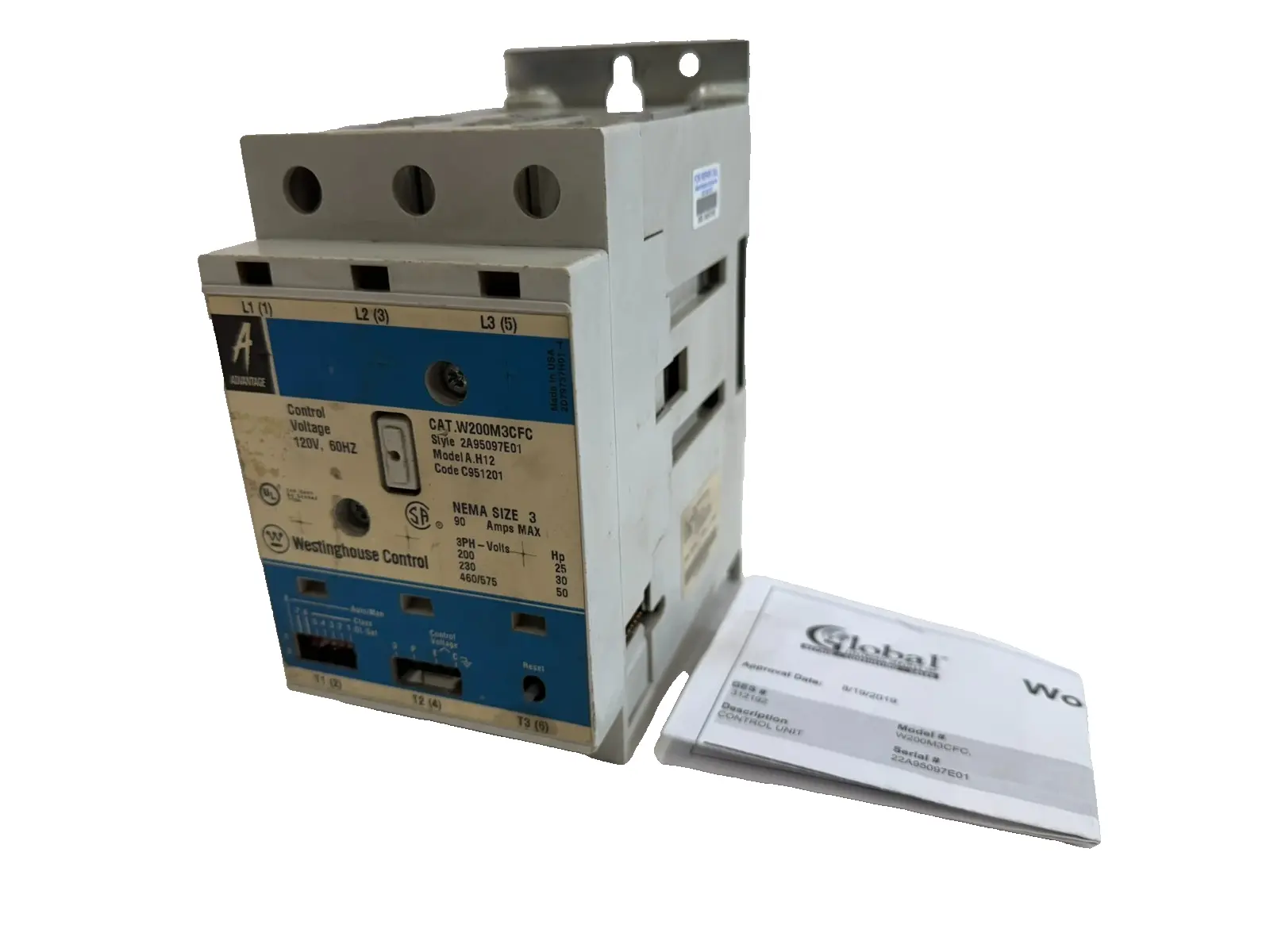 REFURBISHED WESTINGHOUSE W200M3CFC NON REVERSING STARTER 120V 60HZ