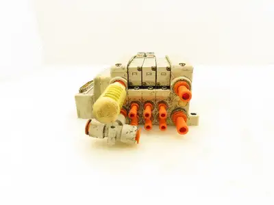 SMC VQC2100N-5 Pneumatic 3-Station Manifold 5/2 Solenoid Valves 24VDC