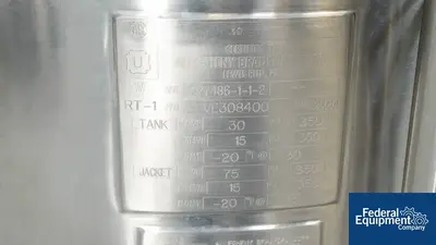 USED Allegheny Bradford 100 Liter Allegheny Bradford Reactor, S/S, 30/75#