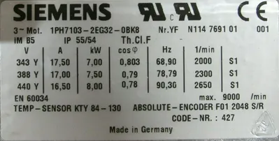 NEW SIEMENS 1PH7103-2EG32-0BK8 SERVO MOTOR 1PH71032EG320BK8