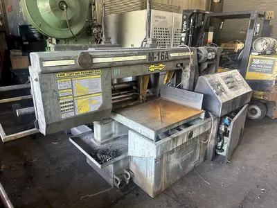 16" x 16" HYD-MECH MODEL #M-16A AUTOMATIC HORIZONTAL BANDSAW WITH POWER MITRE SWIVEL: STOCK #23419