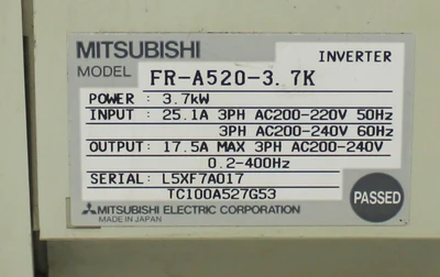 USED MITSUBISHI FR-A520-3. 7K
