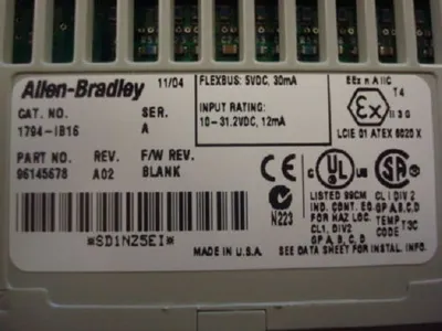 Allen Bradley 1794-IB16/A Flex I/O 24VDC Input A02 Used
