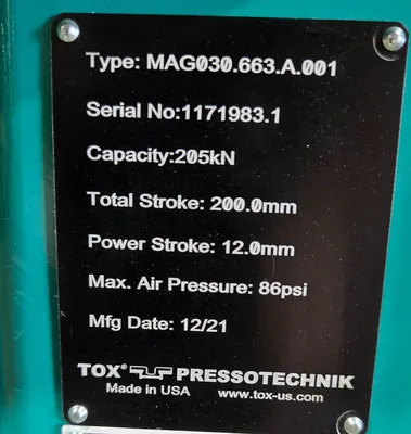 USED 2021 TOX PRESSOTECHNIK MAG 030.663.A.001