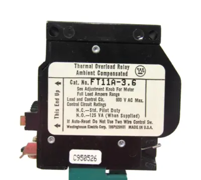 NEW WESTINGHOUSE FT11A-3.6 THERMAL OVERLOAD RELAY FT11A36