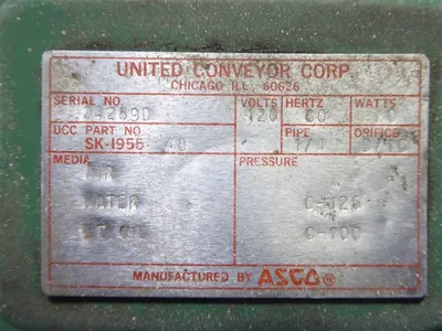 United Conveyor Corp. SK-1955-48 Solenoid Valve Coil 120VAC 60Hz Used