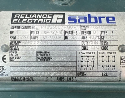 Used Reliance Electric P18S3028 Motors (misc) Indiana US | J&J Industrial Supply #1328192