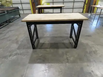 Industrial Butcher Block Top Workbench Table 68"W 30"D 40"H
