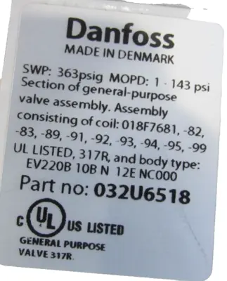 NEW DANFOSS 032U6518 SOLENOID VALVE