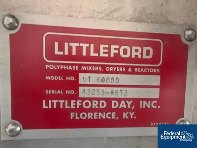 NEW Littleford 212 Cu Ft Littleford Mixer Dryer, Model VT 6000 D, S/S, Vac., JKT.