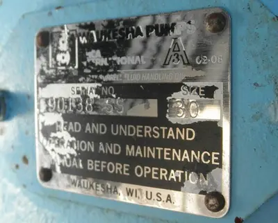 Pump, Positive, Waukesha, Mdl 030, S/st, 1 HP #S738290