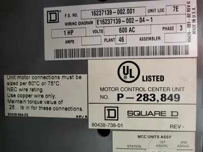 USED SQUARE D MODEL 6
