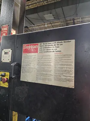 18" DAYTON MODEL #4TK02 VERTICAL BANDSAW W/ BLADE WELDER: YOBRO #23855