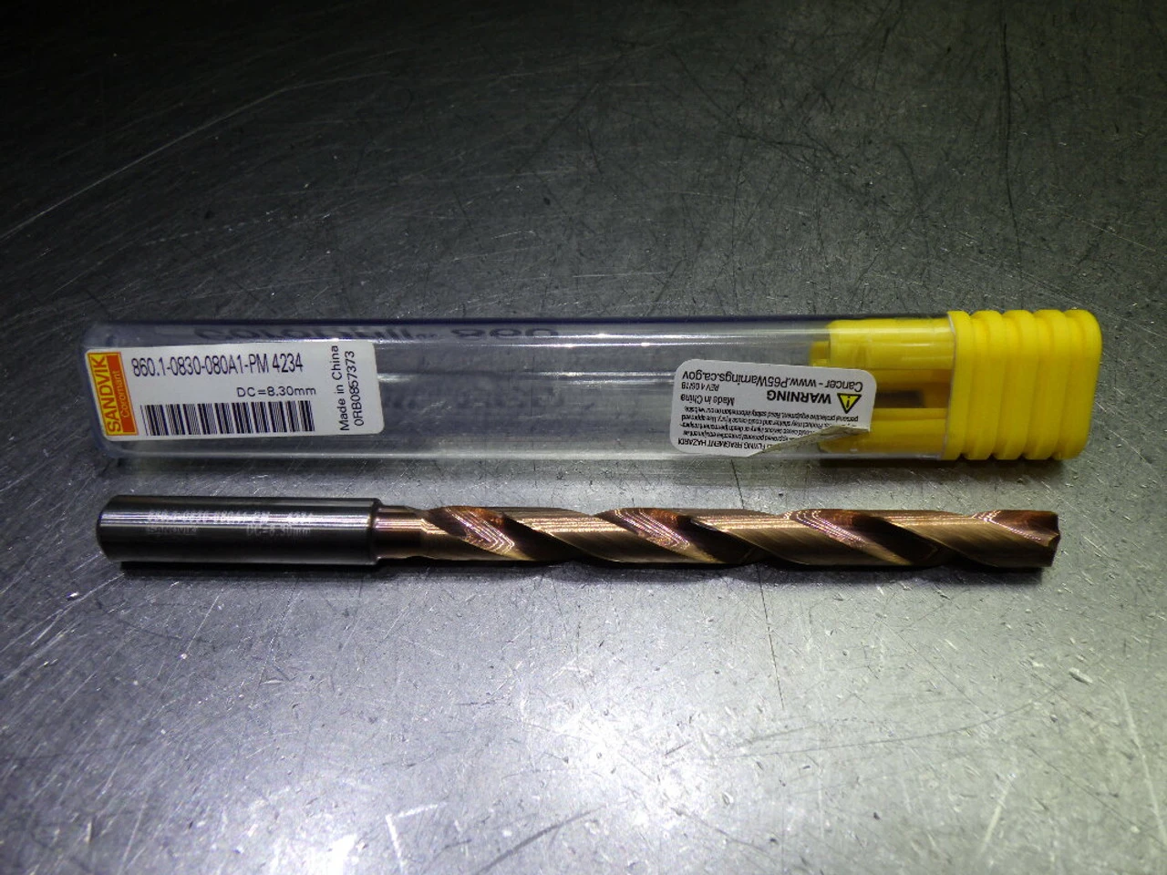 Sandvik 8.3mm Coolant Thru Carbide Drill 860.1-0830-080A1-PM 4234 (LOC2126A)