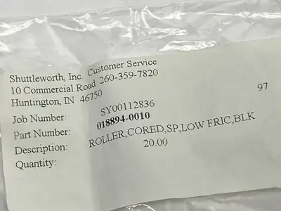 USED SHUTTLEWORTH CONVEYOR CORED ROLLER LOT OF 20