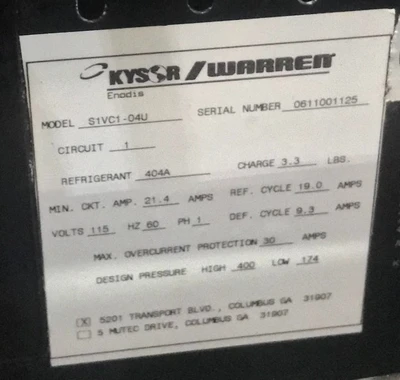 42-0169 Kysor Warren S1VC Refrigerated Display Case