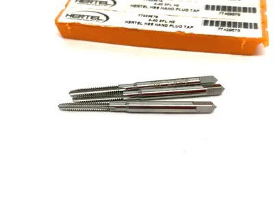 USED HERTEL STRAIGHT FLUTE TAP: #4-40 UNC, 3 FLUTE, PLUG CHAMFER