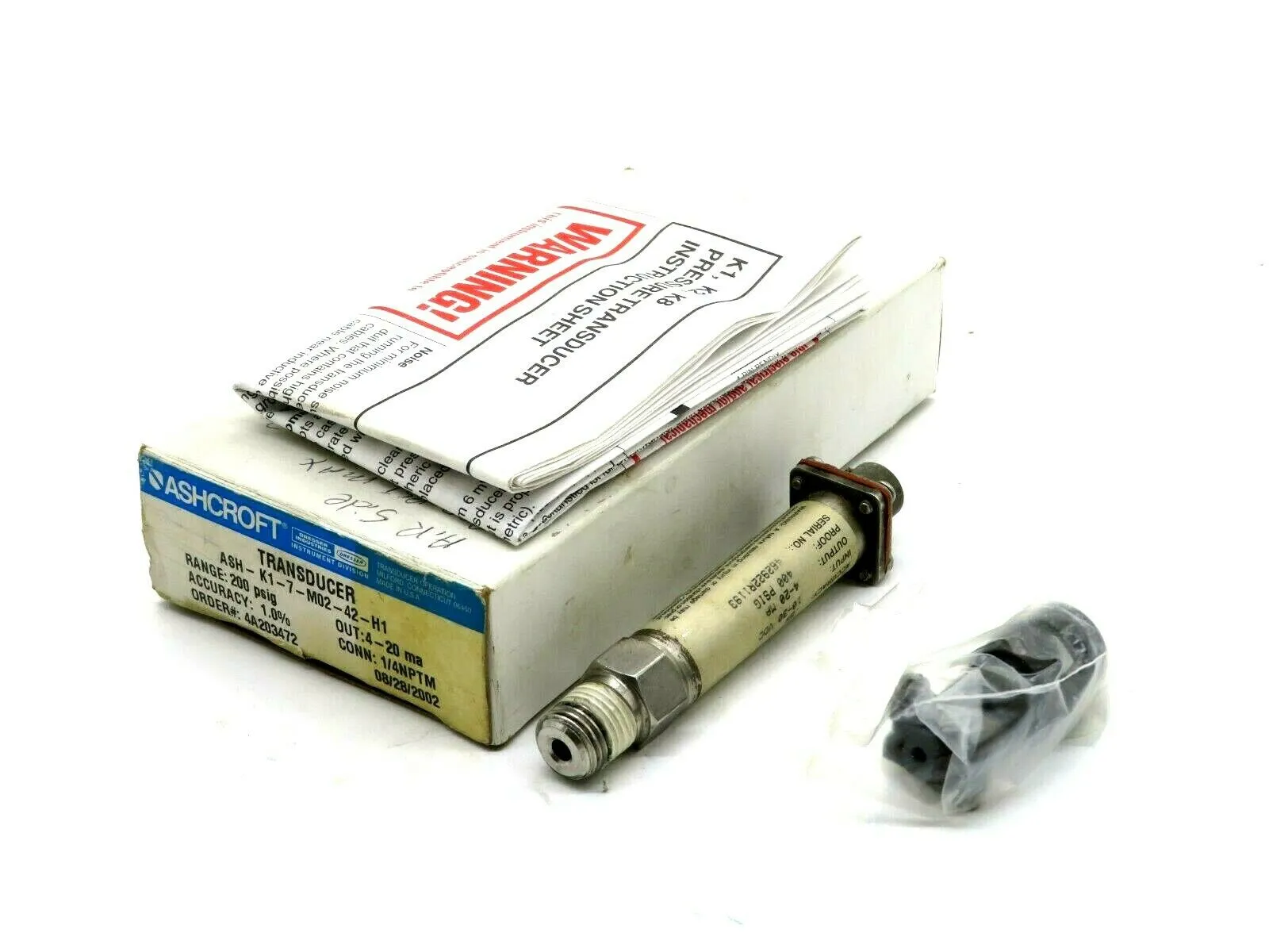 NEW ASHCROFT ASH-K1-7-M02-42-H1 PRESSURE TRANSDUCER 200PSIG ASHK17M0242H1