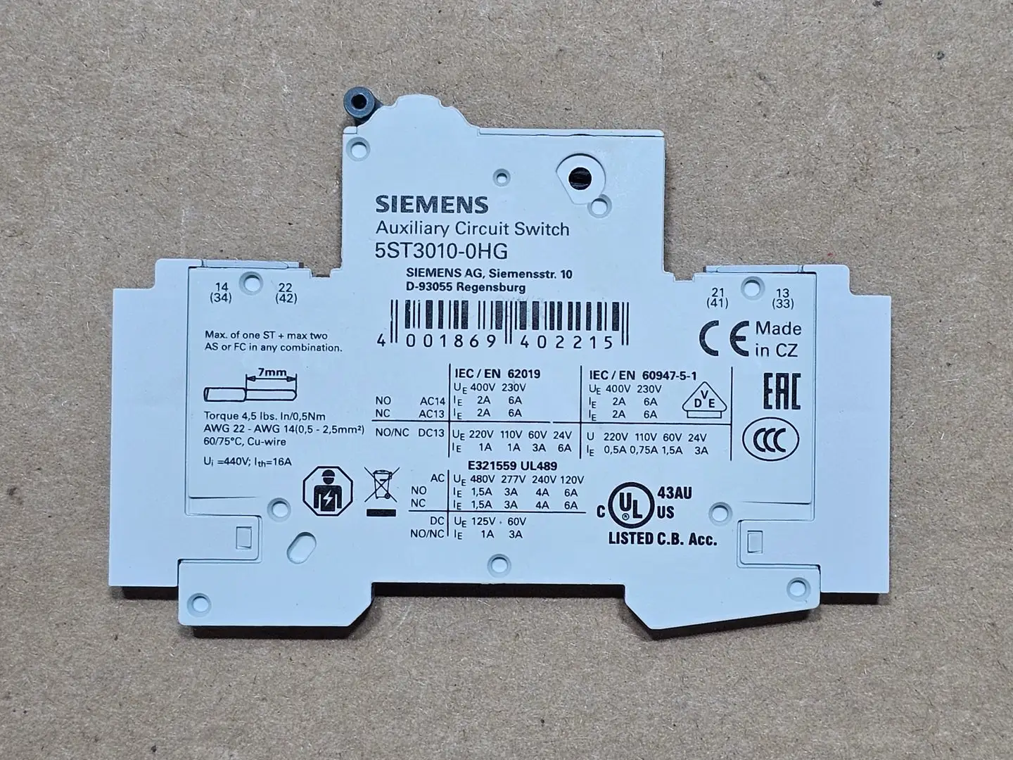 Used SIEMENS 5ST3010-0HG Circuit Breaker Parts British Columbia CA | Lenmark #1489005