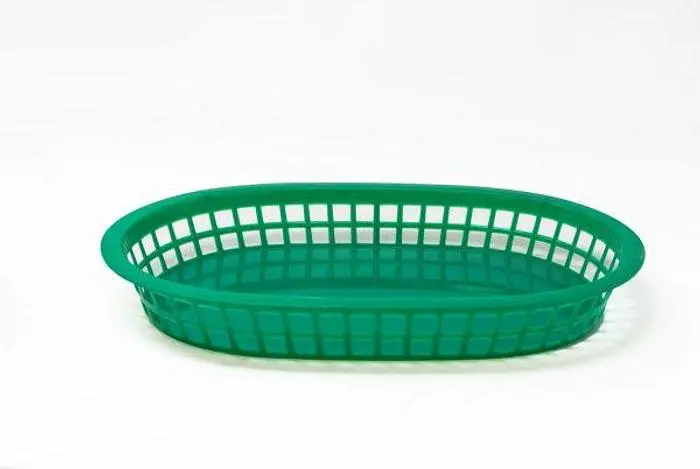 10″ x 7″ Plastic Oval Fast Food Serving Basket – Green -12 per case